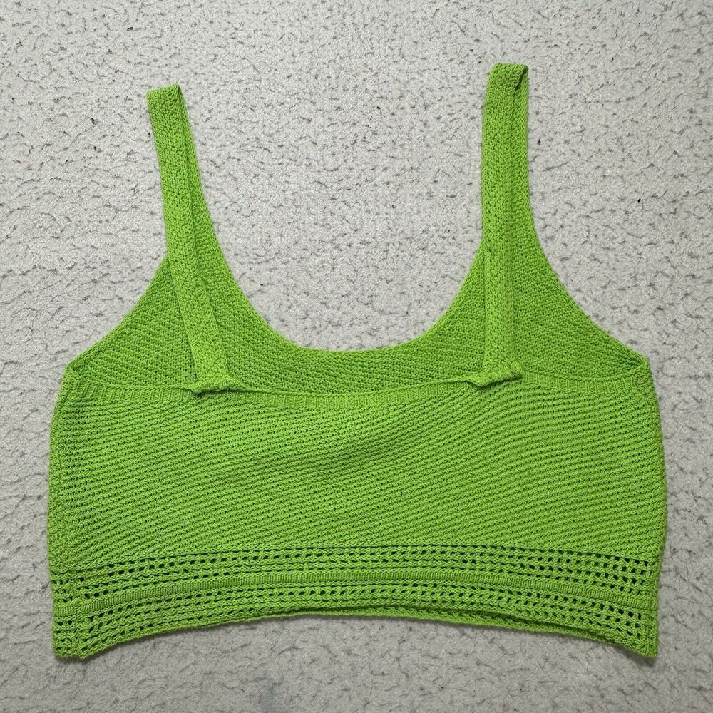 Forever 21 Women's Medium Sleeveless Cropped Tank Top Knit Lime Green Cotton - Picture 10 of 12